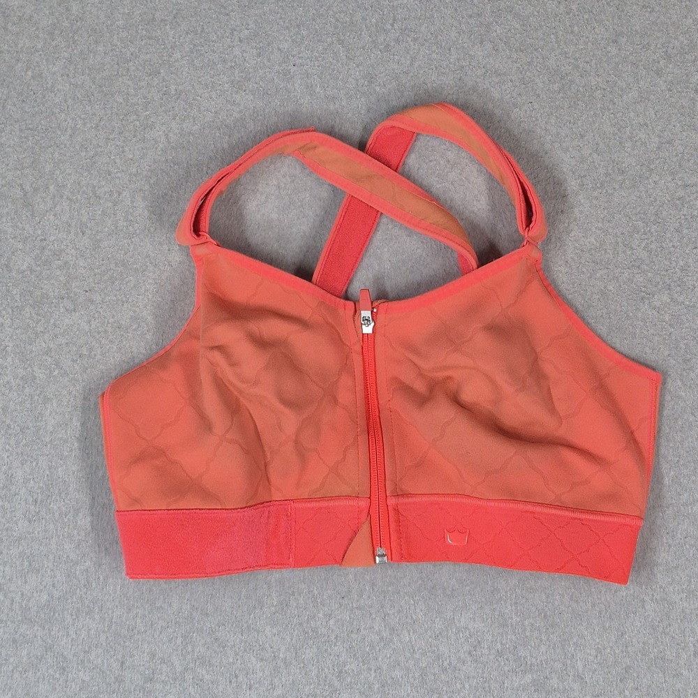 Shefit Women Sports Bra 2XL Orange Neon 2Luxe Adjustable Front Closure Wireless